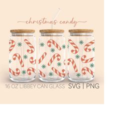 Candy Cane Candy  16oz Glass Can Cutfile, Cane Svg, Candy Svg, Christmas Candy Svg, Holiday Candy Svg, CriCut Files, Sil