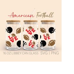 American Football Can Glass Wrap Svg |  Sport Full Wrap Libbey 16oz | Cricut Cut File Svg