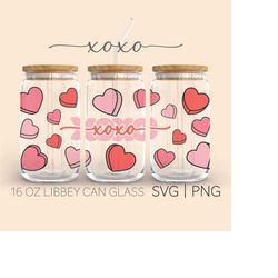 Xoxo  16 Oz Glass Can Cut File, Retro Xoxo Svg Png, Retro Valentine Svg Png, Hugs And Kisses Svg, Valentine Coffee Mug,