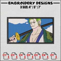 Zoro box embroidery design, One piece embroidery, Embroidery shirt, Embroidery file, Anime design, Digital download