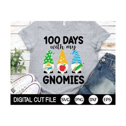 100 Days With my Gnomies SVG, 100 days of School Svg, Gnome Svg, School Svg, 100 day Cut Files, Kids Shirt, Dxf, Png, Sv