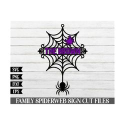Halloween Spiderweb Family Name Sign SVG, Halloween Door Hanger SVG, Round Halloween Welcome Sign Svg, Glowforge Laser C
