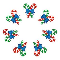 Christmas-Candy Sticks in Circle Embroidery Design