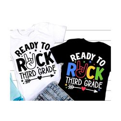 Ready To Rock Third Grade SVG, Back to school SVG, School Quote, Boy 1st day School Shirt, 3rd Grade Gift, Png, Svg File