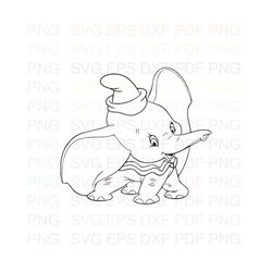 Dumbo_Baby_Elephant_6 Outline Svg Dxf Eps Pdf Png, Cricut, Cutting file, Vector, Clipart - Instant Download