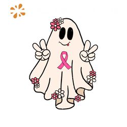 Halloween Pink Ghost Breast Cancer Awareness SVG Download