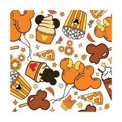 snacks autumn seamless pattern png, digital paper carnival food, thanksgiving digital repeat seamless pattern, trick or