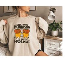 Funny Halloween Sweatshirt,There's Some Horrors In This House Sweatshirt,Retro Halloween Sweater,Funny Pumpkin Hoodie Sp