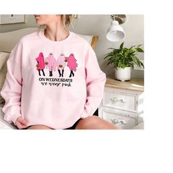 On Wednesday We Wear Pink Ghost Sweatshirt,Mean Girls Ghost Sweater,Halloween Sweatshirt For Woman,Pink Ghost Tee,We Wea
