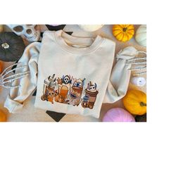 Vintage Stitch Horror Halloween Coffee Sweatshirt,Stitch Halloween Sweater,Horror Movie Characters Shirt,Disney Spooky S