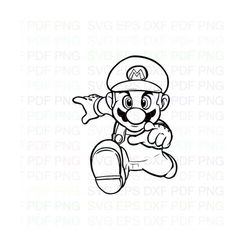 Super_Mario_Running Outline Svg Dxf Eps Pdf Png, Cricut, Cutting file, Vector, Clipart - Instant Download