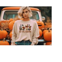 Skeleton Coffee Cups Sweatshirt,This The Season Sweatshirt,Skull Coffee Cup Sweatshirt,Skeleton Halloween Sweatshirt,Cof