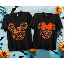 Disney Mickey Mouse and Minnie Mouse Halloween Silhouette Icon Vintage Shirt, Disney Couple Trick or Treat, Halloween Ma
