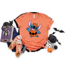 Stitch Halloween Shirt, Disney Halloween T-shirt, Halloween Shirt, Stitch Pumpkin Shirt, Halloween Kids Shirt, Disney St