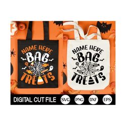Name Treat Bag SVG, Kids Halloween Svg, Trick or Treat svg, Monogram Bag, Bag of Treats Svg, Halloween Gift, Png, Svg Fi