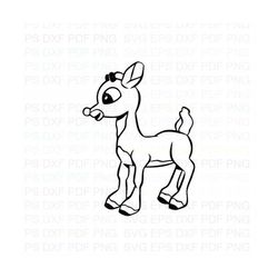 Rudolph_the_Red_Nosed_Reindeer_Gazelle Outline Svg Dxf Eps Pdf Png, Cricut, Cutting file, Vector, Clipart - Instant Down