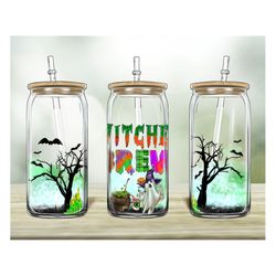 Halloween Witch Brew 16oz Libbey Glass Png, 16oz Libbey Cup Png, Halloween Libbey Glass Png,Witch Hat Png, Ghost,Witch P
