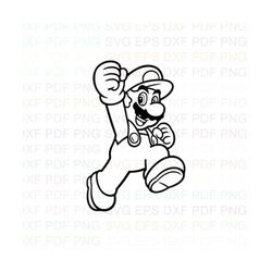 Super_Mario_Jumping Outline Svg Dxf Eps Pdf Png, Cricut, Cutting file, Vector, Clipart - Instant Download