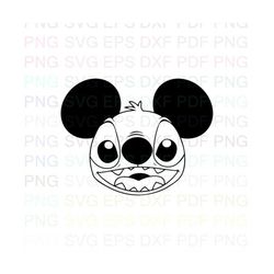 Stitch_Mickey_Mouse_Lilo_and_Stitch Outline Svg Dxf Eps Pdf Png, Cricut, Cutting file, Vector, Clipart - Instant Downloa