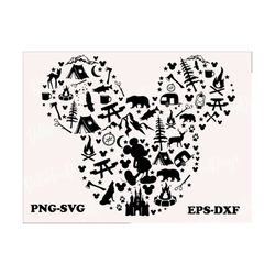 mickey mouse camp,Svg Mickey Mouse silhouette Png, Cartoon character Cut file Dxf, Cricut,mickey camp,mickey camping ten