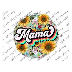 Leopard Sunflower Mama Png, Retro Mama Png, Sunflower Mama Png, Mama Png, Floral Mama Png, Retro Mama Sublimation Design