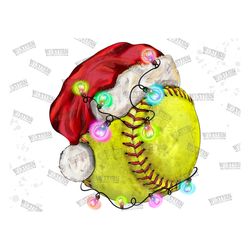 Christmas Softball Ball Sublimation Png, Softball SANTA Hat hand painted PNG, Softball Ball Png, Merry Christmas Png,Chr