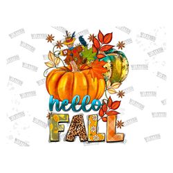 Hello Fall png sublimation design download, western Fall png, Fall leaves png, Autumn png, Fall pumpkin png, sublimate d