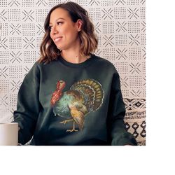 Vintage Thanksgiving Turkey Sweatshirt Womens and Mens Fall Shirts Fall Tops Ladies Sweater Thankful Shirt UnisexThanksg