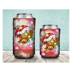 Western Christmas Cow Can Cooler Sublimation Design,Christmas Can Cooler,Highland Cow,Christmas Animal Can Cooler,Digita