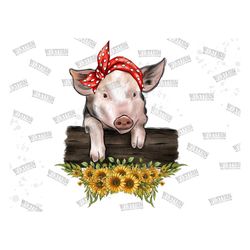 Pig With Bandana Png, Watercolor Pig Png, Farm Pig Png, Clipart Pig Png, Hand Drawn Pig Png, Pig Portrait Png, Western D
