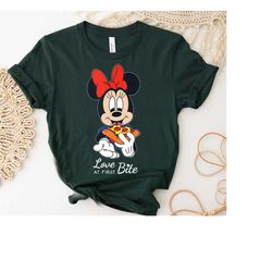 Disney Minnie Mouse Pizza Love at First Bite Shirt, Disneyland Family Matching Shirt, Magic Kingdom Tee, WDW Epcot Theme