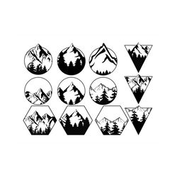 GEOMETRIC MOUNTAINS SVG, Geometric Mountains Clipart, Geometric Mountains Svg Cut files for Cricut