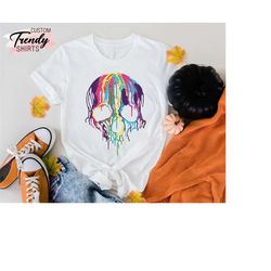 Rainbow Skull Shirt, Halloween Skull Shirt, Funny Halloween Shirt Men, Mens Halloween Tshirts, Halloween Gift, Colorful