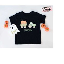 Custom Boys Halloween Shirt, Pumpkin Truck Shirt, Halloween Gifts for Kids, Personalized Halloween Shirt Baby,Gift for H