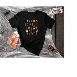 Teacher Halloween Shirt, Halloween Gift Teacher, Halloween Teacher Alphabet Shirt, Elementary Teacher Shirts, Spooky Tea