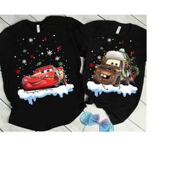 Disney Pixar Cars Lightning McQueen and Tow Mater Christmas Lights Holidays T-Shirt, Cars Xmas Shirt, Disneyland Christm