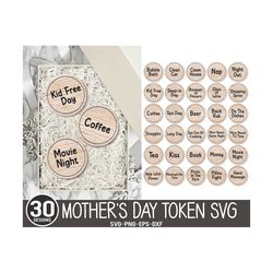 Mother's Day Token SVG, Set of 30 Laser Cut File, Mothers Day Svg, Mama Needs A Jar, Gift For Mother, SVG, Glowforge fil