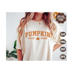 Pumpkin Spice Vibes Varsity SVG PNG, Fall Svg, Distressed Autumn Png, Retro Halloween Shirt Svg, Svg Files For Cricut