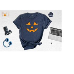 Pumpkin Face Shirt, Cute Halloween Shirt, Halloween Outfit, Pumpkin Shirt, Halloween Party Tee, Spooky Pumpkin Shirt