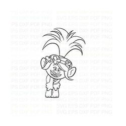 Poppy_bent_Trolls Outline Svg Dxf Eps Pdf Png, Cricut, Cutting file, Vector, Clipart - Instant Download