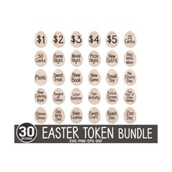 30 Redeemable Easter Token SVG, Easter Laser files, Easter Coin SVG, Easter Egg Prizes, Easter Coin, kids laser, Glowfor