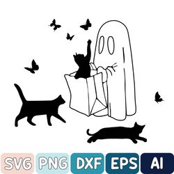 Ghost Cat Halloween Svg, Halloween Ghost Svg, Halloween Ghost Cat Design, Halloween Gifts For Cat Svg