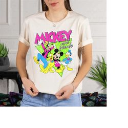Disney Mickey And Friends Group Shot Neon Portrait Shirt, Disneyland Family Matching Shirt, Magic Kingdom Tee, WDW Epcot