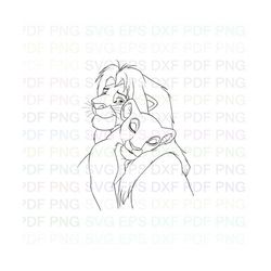 mufasa_and_Nala_the_lion_king_2 Outline Svg Dxf Eps Pdf Png, Cricut, Cutting file, Vector, Clipart - Instant Download