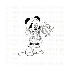 Minnie_Present_Mickey_Mouse_christmas_Gift Outline Svg Dxf Eps Pdf Png, Cricut, Cutting file, Vector, Clipart - Instant
