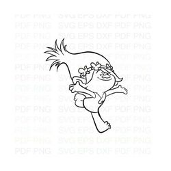 Poppy_Run_Trolls Outline Svg Dxf Eps Pdf Png, Cricut, Cutting file, Vector, Clipart - Instant Download