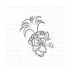 Poppy_Jump_Trolls Outline Svg Dxf Eps Pdf Png, Cricut, Cutting file, Vector, Clipart - Instant Download