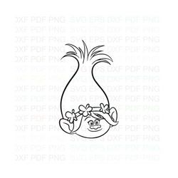 Poppy_Head_Trolls Outline Svg Dxf Eps Pdf Png, Cricut, Cutting file, Vector, Clipart - Instant Download