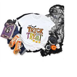 Trick or Treat, Trick or Treat Shirt, Funny Halloween T-Shirt, Toddler Halloween Shirt, Halloween Shirt Kids, Girls Hall