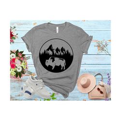 Bison in the forest mountain SVG | Bison Svg | Buffalo Svg | bison silhouette | American buffalo Svg for Cricut | tshirt